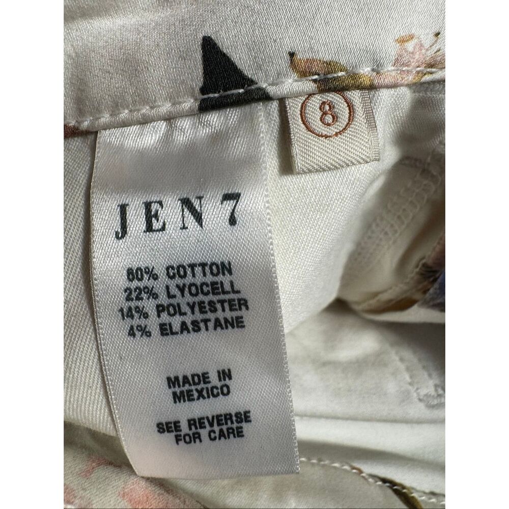 JEN7 by 7 For All Mankind Floral Print Cropped Skinny Jeans – Size 8 | White Bas - Picture 4 of 5